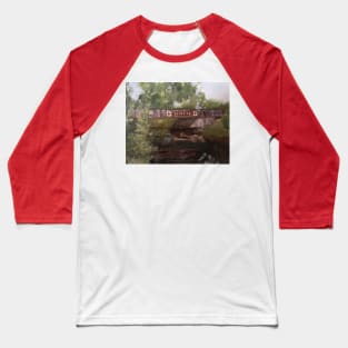 Old Bridge By The Lake Oil Painting Baseball T-Shirt